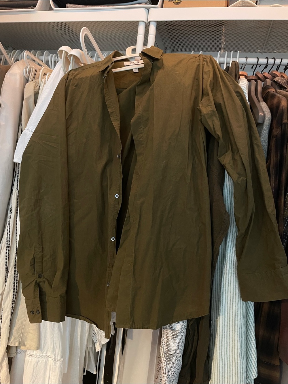 COS Olive Green Men's Button-Up Shirt